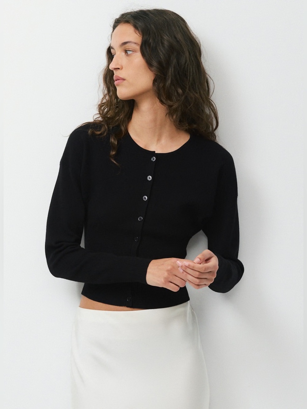 Aritzia Wilfred Golightly Cardigan Wonder Yarn In Black Size 2XS